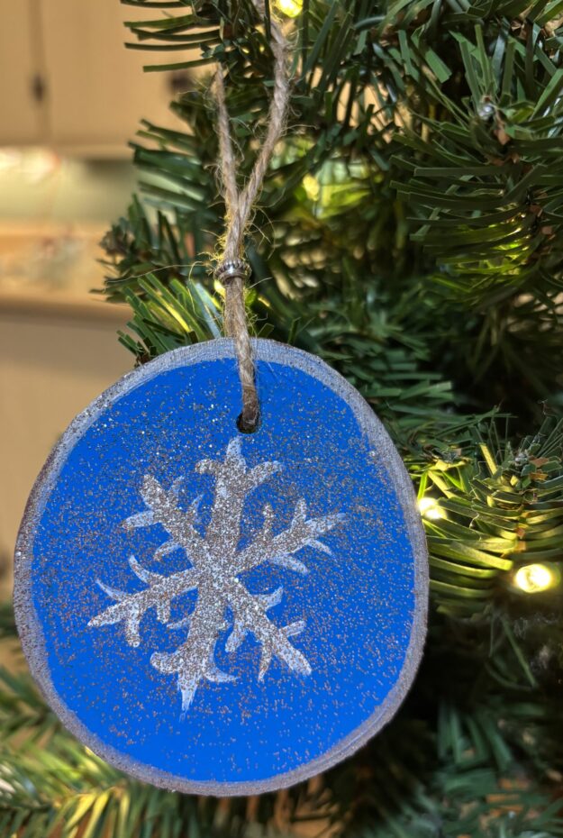 Sparkly Snowflake wood ornament