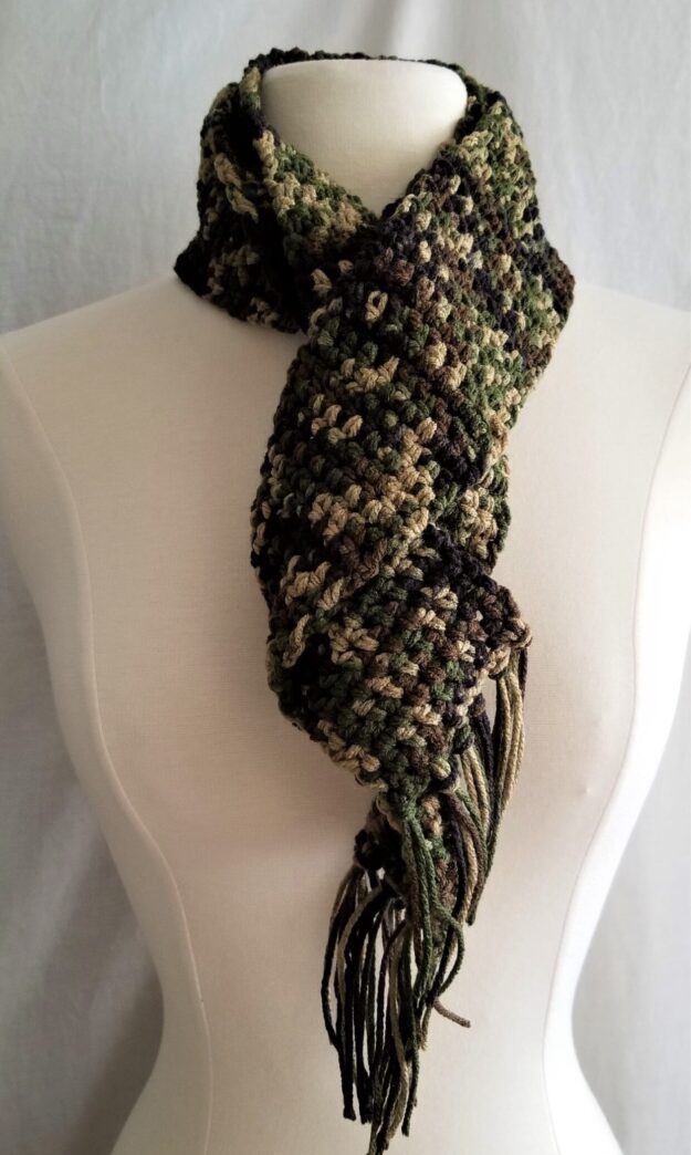 Scarf, AllWays Crochet Scarf - Dark Green Camo