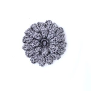 Crochet Brooch Pin - Silver Grey Multi Petal with Grey Bead