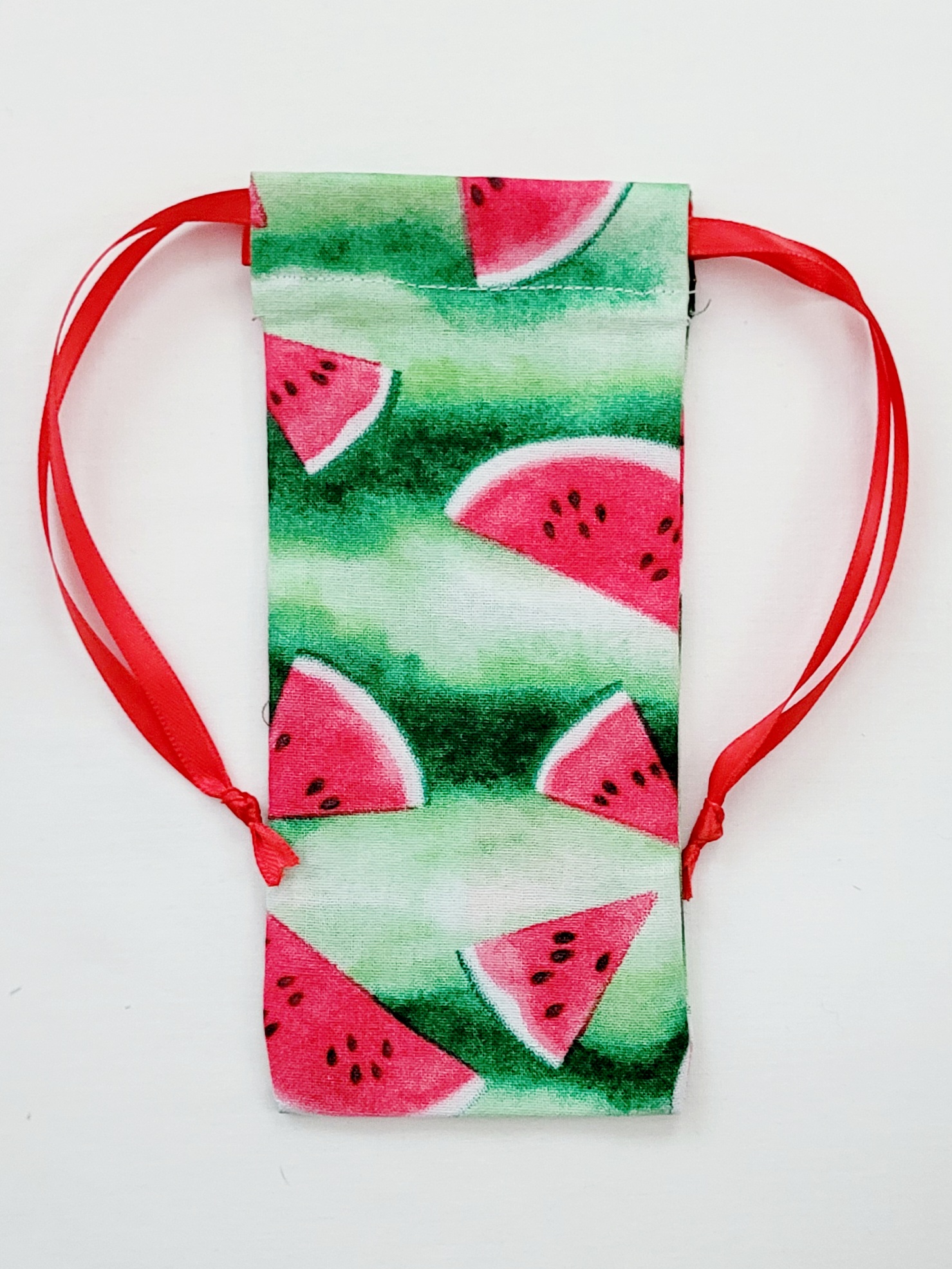 Drawstring Bag – Reusable Gift & Storage Pouch - Watermelon (red ribbon)