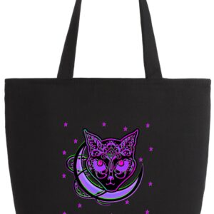 Cat Lost In Space Zipper Tote Bag