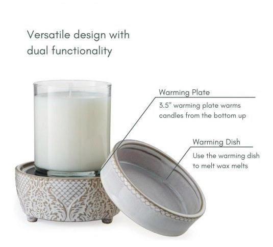 Vintage White 2-In-1 Electric Candle & Wax Tart Fragrance Warmer - Image 2