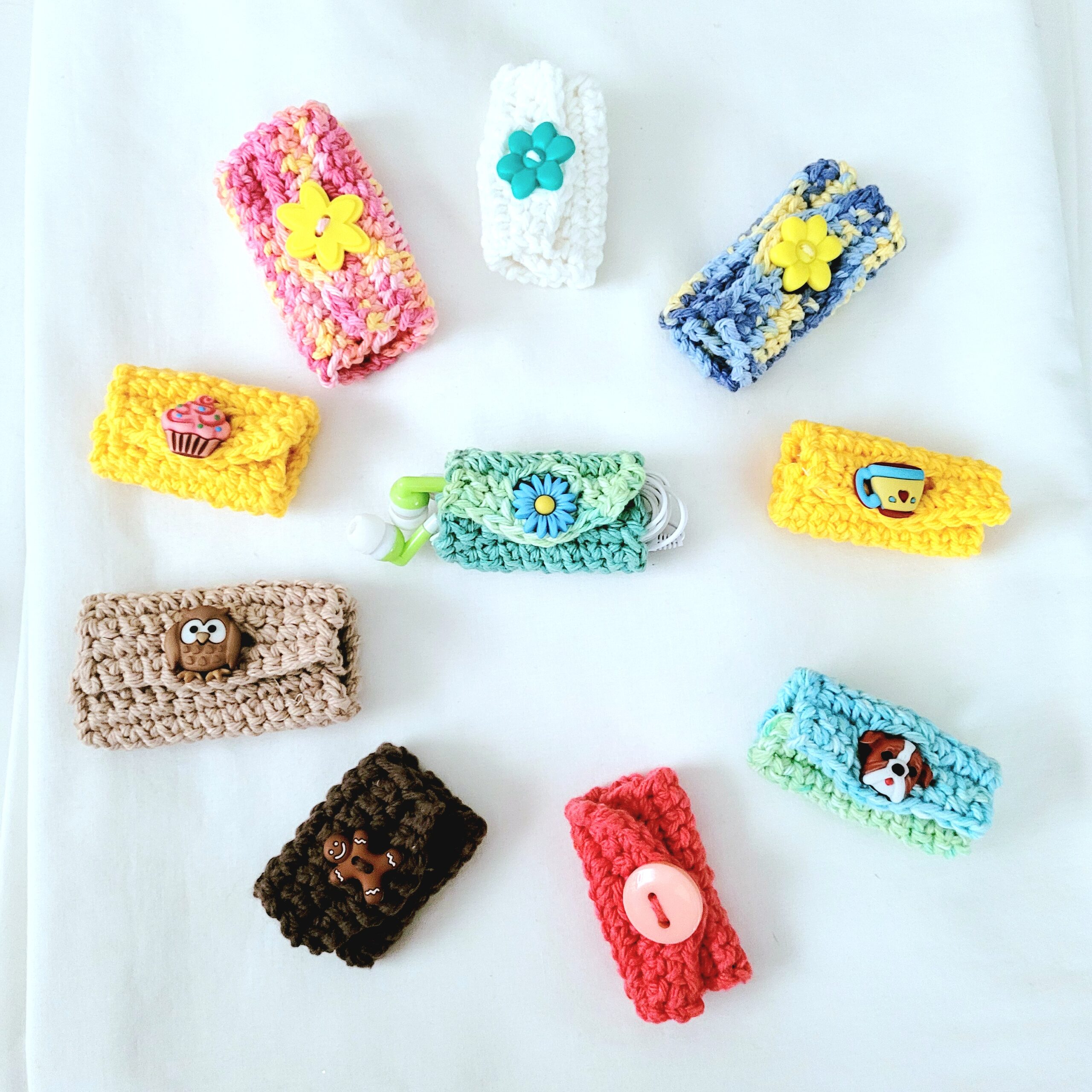 Crochet Cord Keeper - Yellow Teacup - Image 2