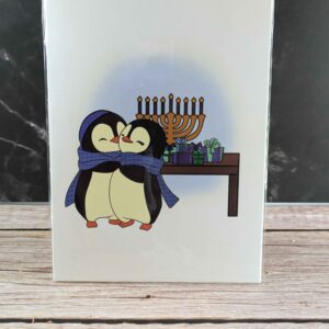 Hanukah Penguins Greeting Card