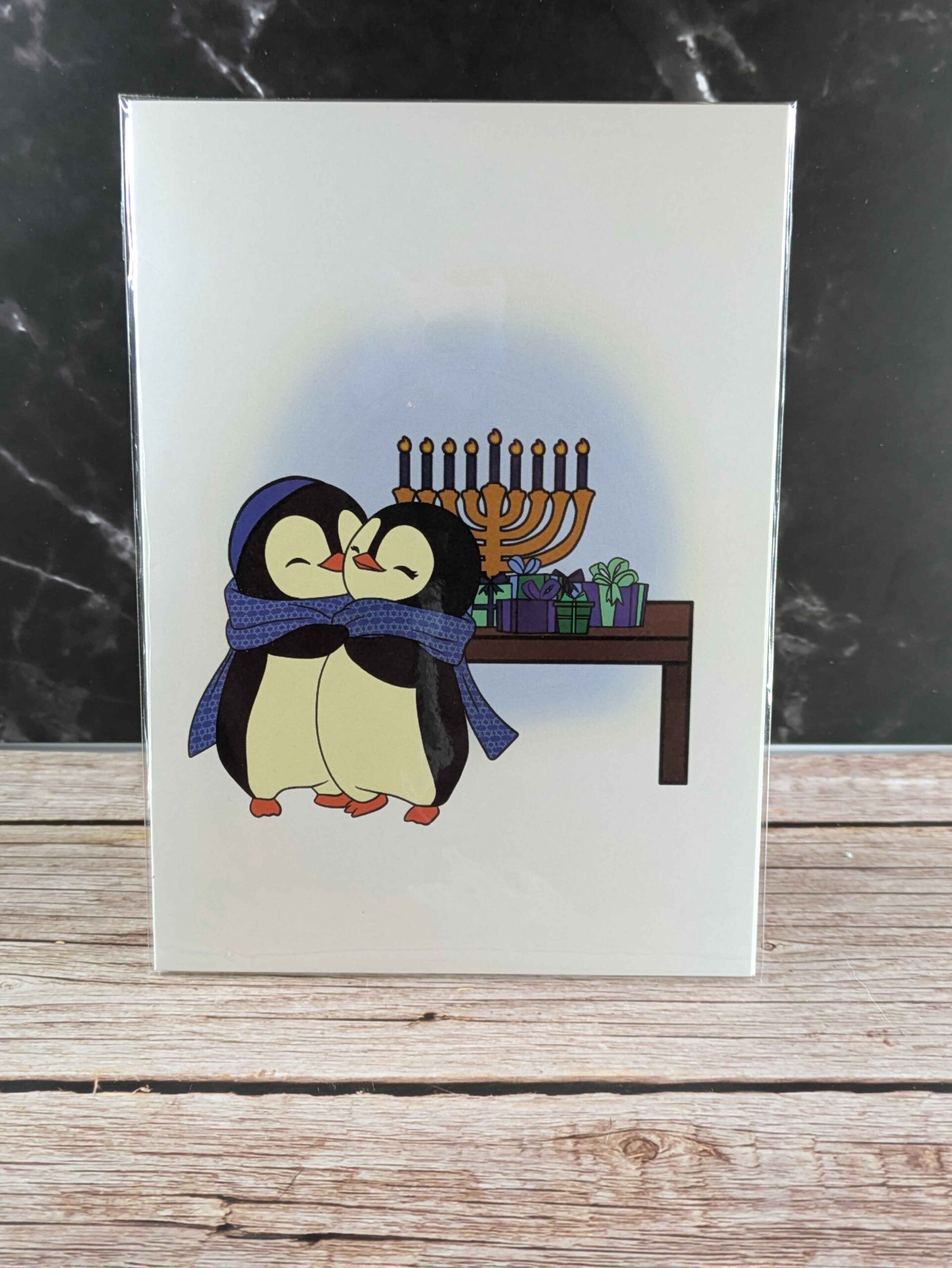 Hanukah Penguins Greeting Card