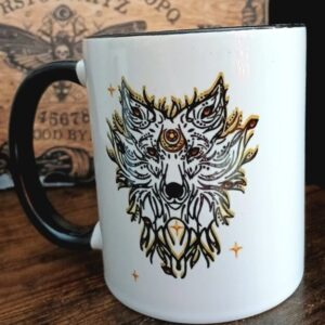 Wolf with crescent Moon Mug