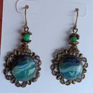 Faux Stone in decorative vintage dangles/antique bronze