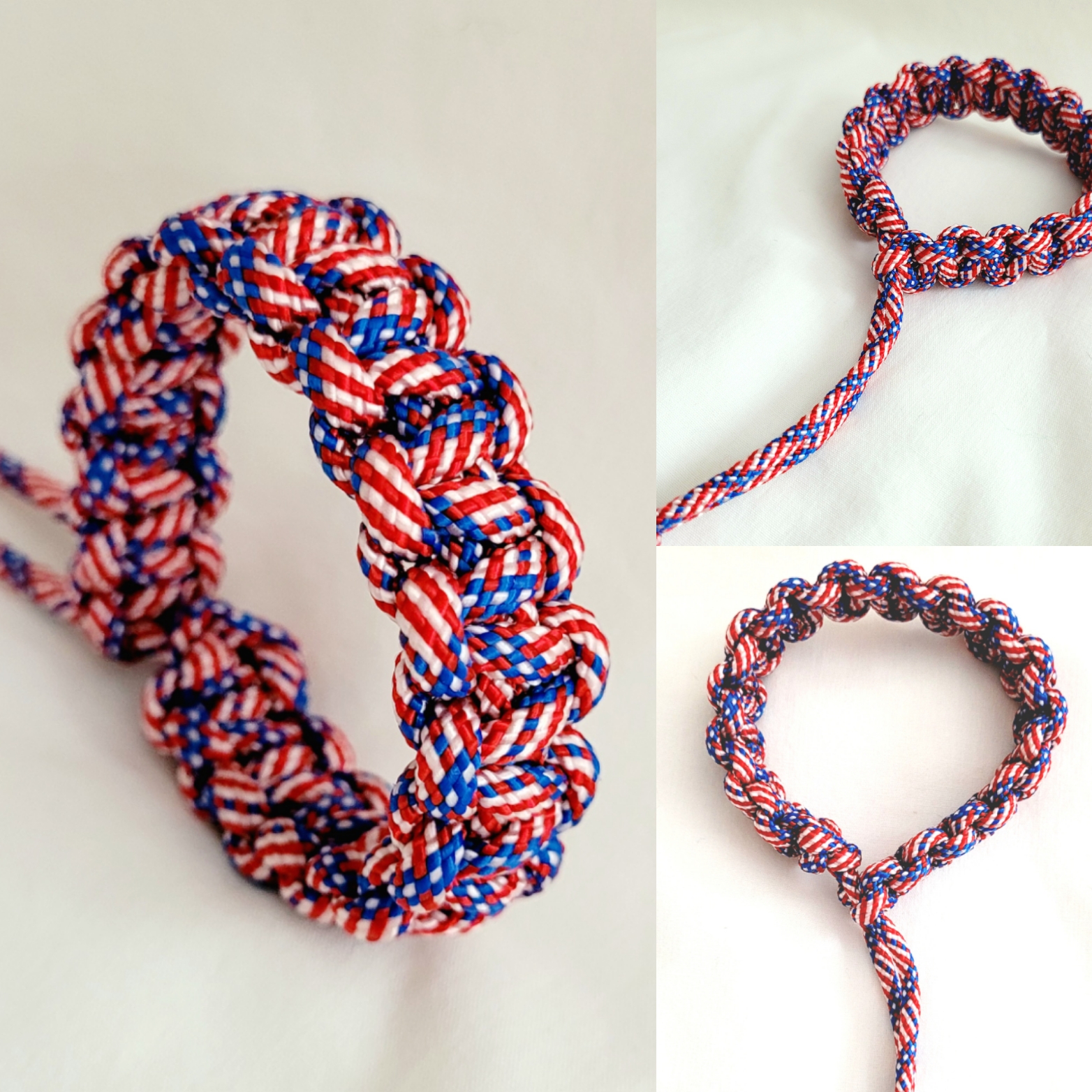 Paracord Braided Unisex Adjustable Bracelet - Stars & Stripes - Image 3