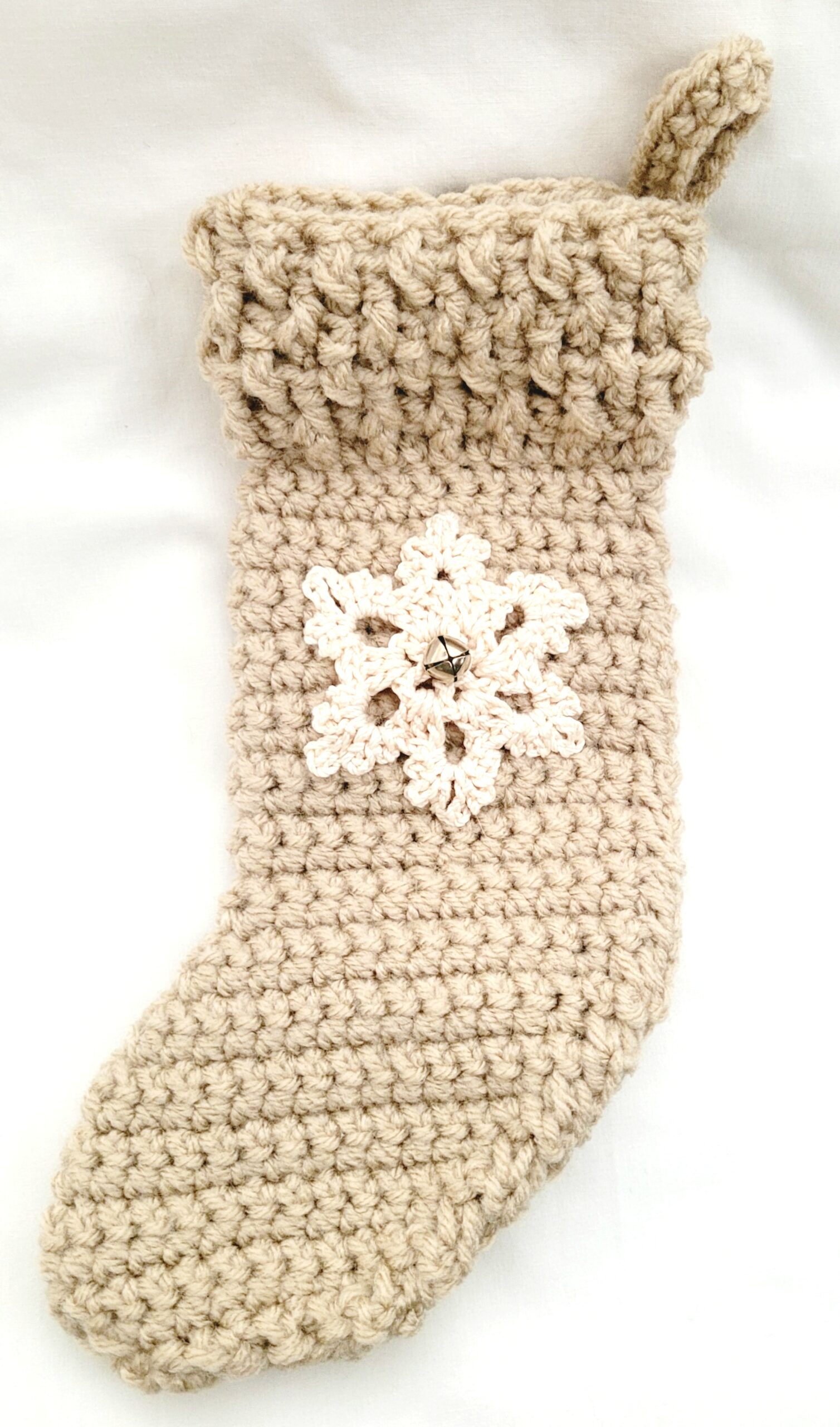 Holiday Crochet Stocking - Sugar Cookie with Snowflake - Image 5