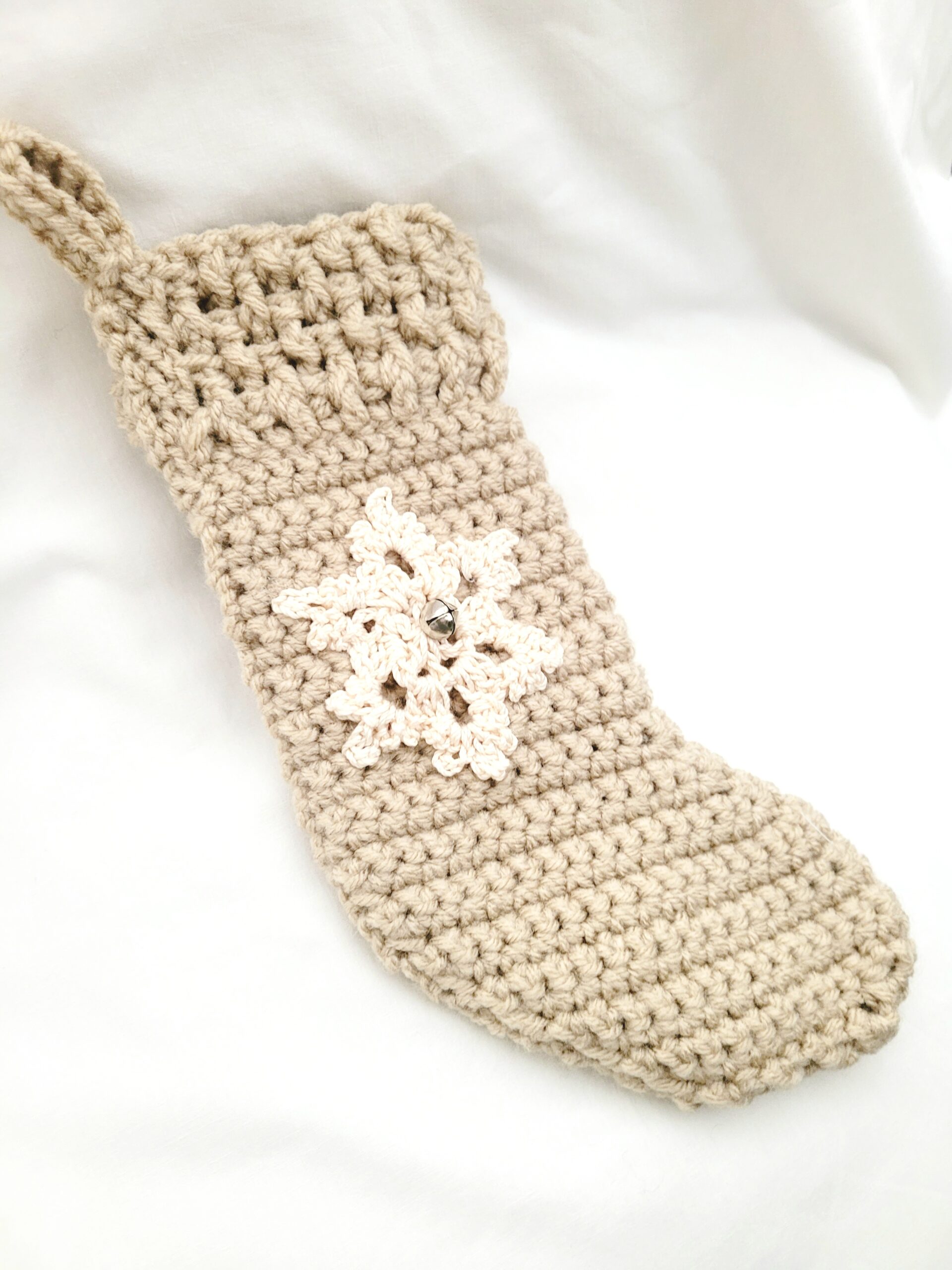 Holiday Crochet Stocking - Sugar Cookie with Snowflake - Image 4