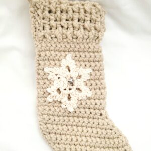 Holiday Crochet Stocking - Sugar Cookie with Snowflake