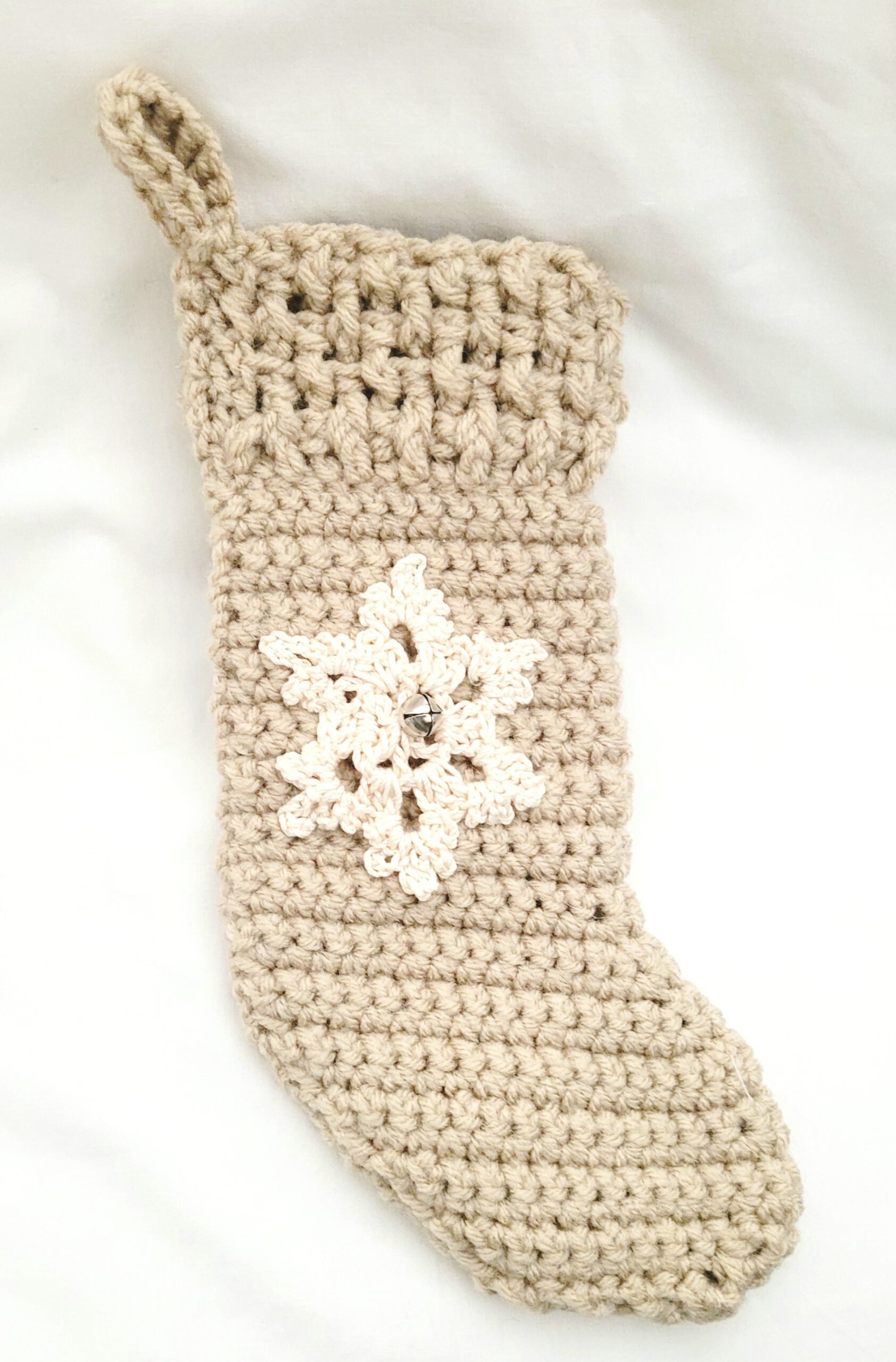 Holiday Crochet Stocking - Sugar Cookie with Snowflake
