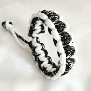 Paracord Braided Unisex Adjustable Bracelet - Urban Camo with White