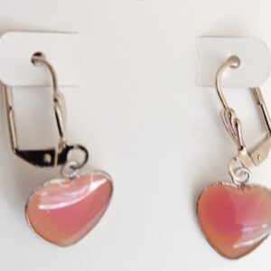 Pink resin hearts with decorative leverback hooks