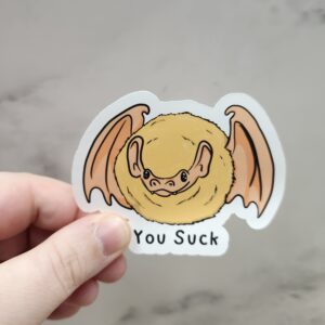 You Suck Fluffy Bat Vinyl Sticker 3"