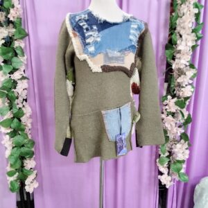 Mixed Material Patchwork Sweater