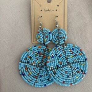 Large Blue Beaded Earrings