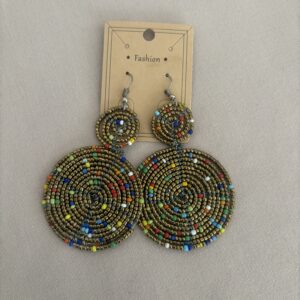 Large Gold Beaded Earrings