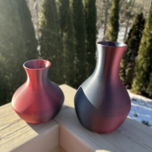 3D Printed Red Holo Valentine Vases For Roses