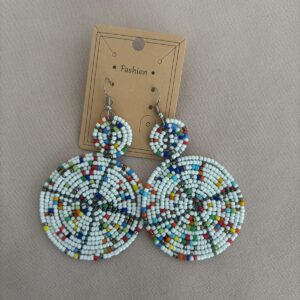 Large White Beaded Earrings