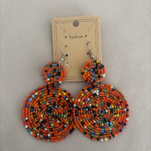 Large Orange Beaded Earrings