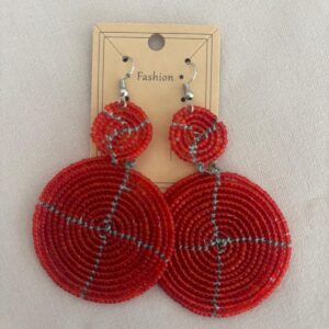 Large Red Beaded Earrings