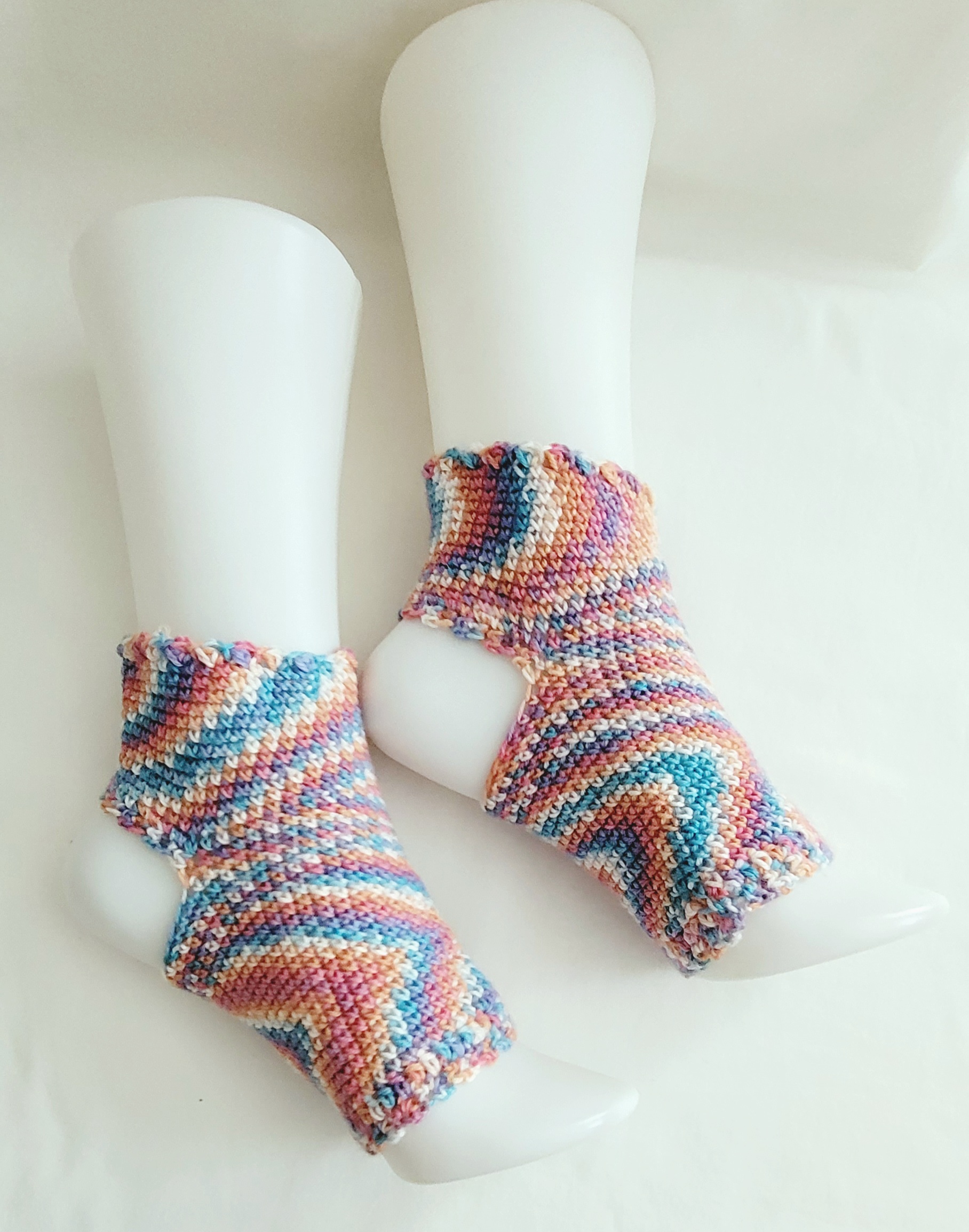 Yoga Socks – Crochet Socks for Yoga & Pilates - Orange/Pink - Image 4