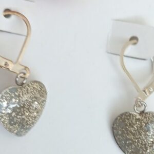 Sparkly Silver Hearts on Leverback wires