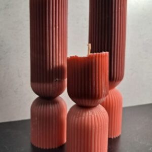 Small Red Pink Pillar Beeswax Candle (only)