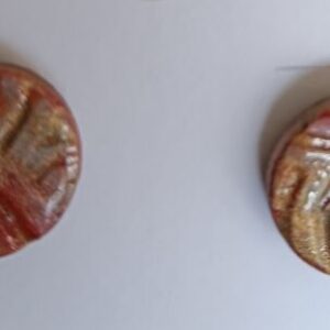 Round Faux Porcelain Studs with Geometric Design