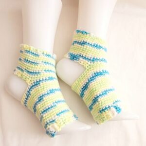 Yoga Socks – Crochet Socks for Yoga & Pilates - Green/Yellow