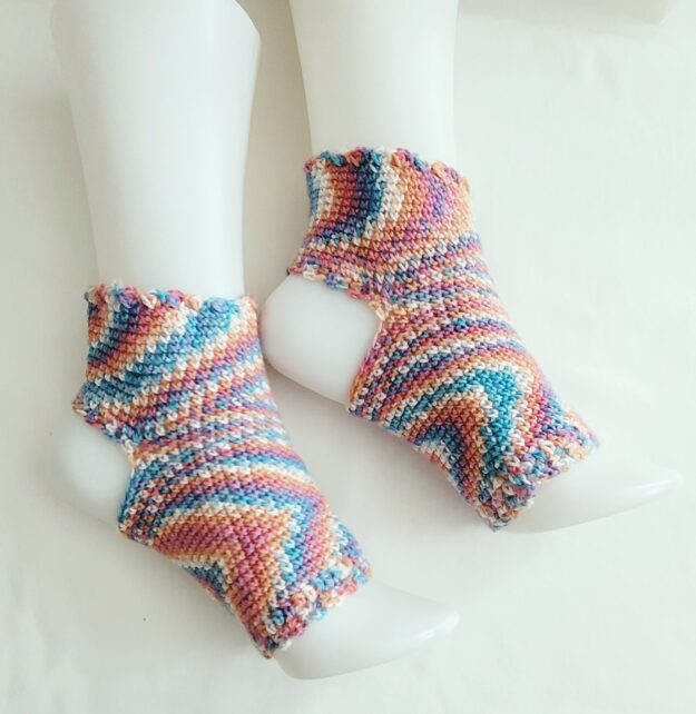 Yoga Socks – Crochet Socks for Yoga & Pilates - Orange/Pink