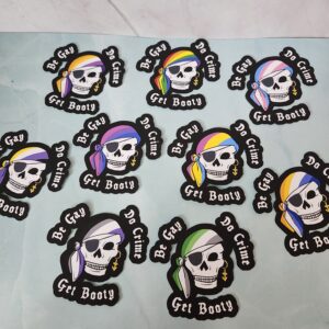 Be Gay, Do Crime, Get Booty Pride Pirate Vinyl Stickers 3"