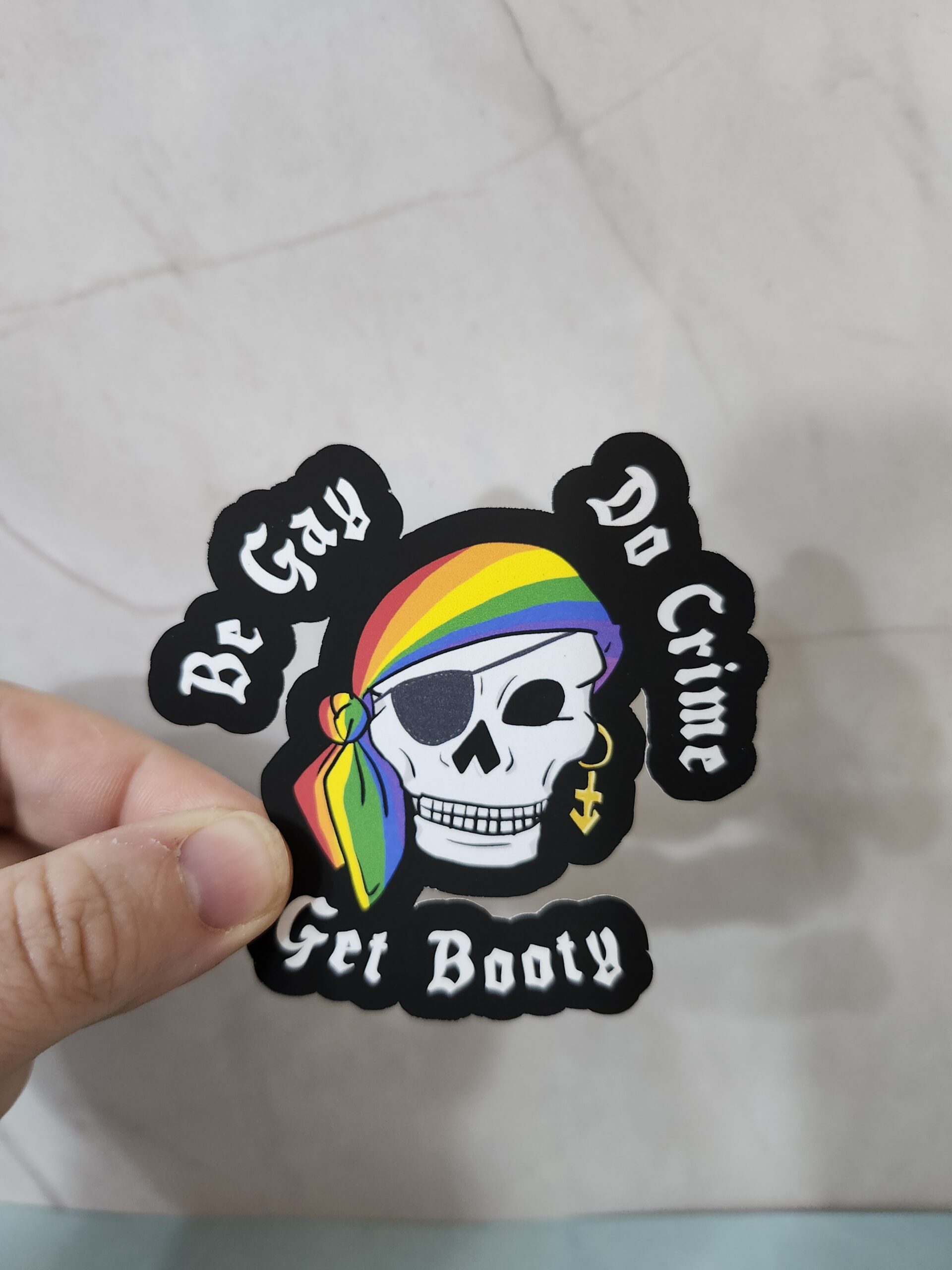Be Gay, Do Crime, Get Booty Pride Pirate Vinyl Stickers 3" - Image 2