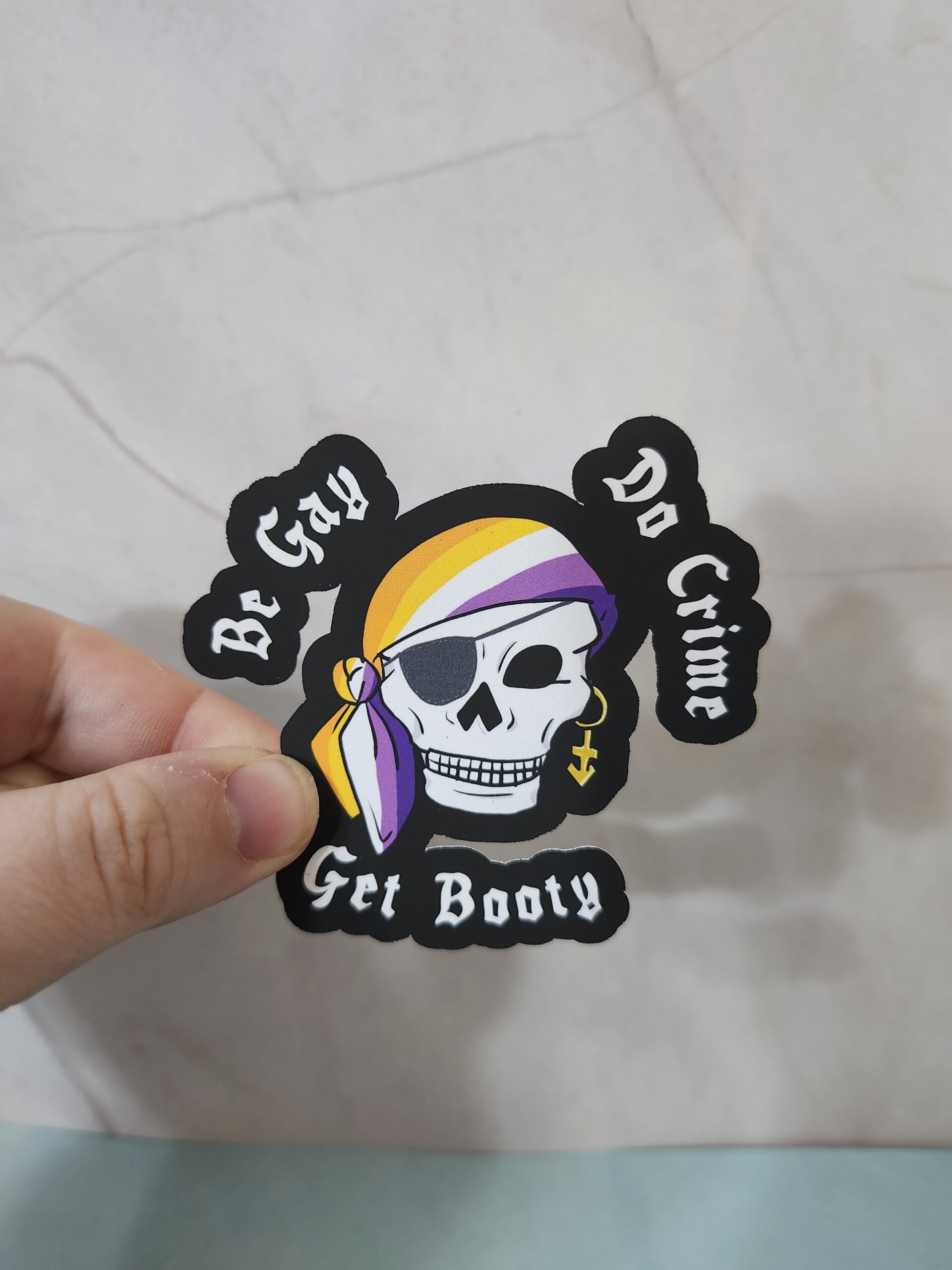 Be Gay, Do Crime, Get Booty Pride Pirate Vinyl Stickers 3" - Image 7