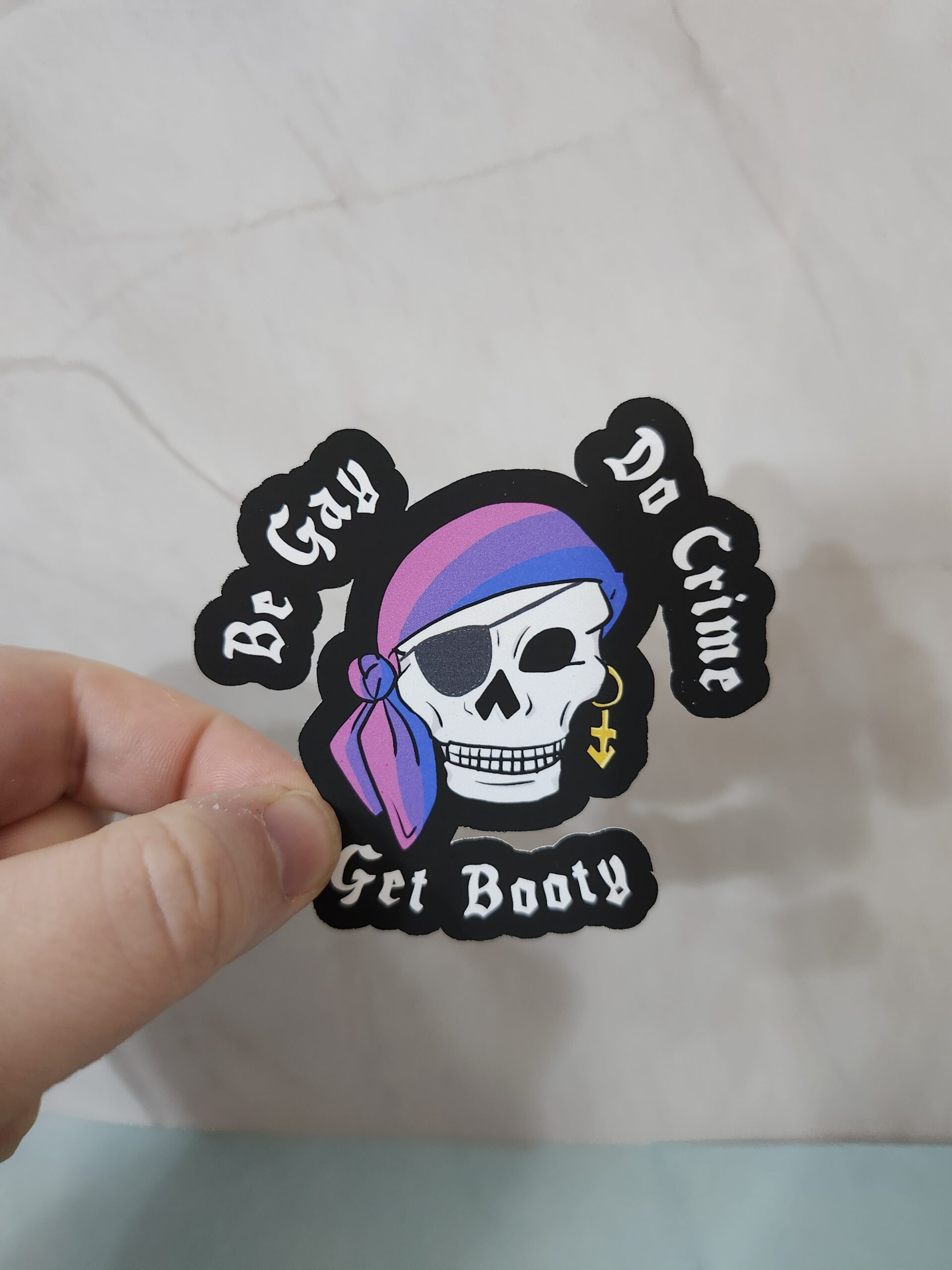 Be Gay, Do Crime, Get Booty Pride Pirate Vinyl Stickers 3" - Image 5