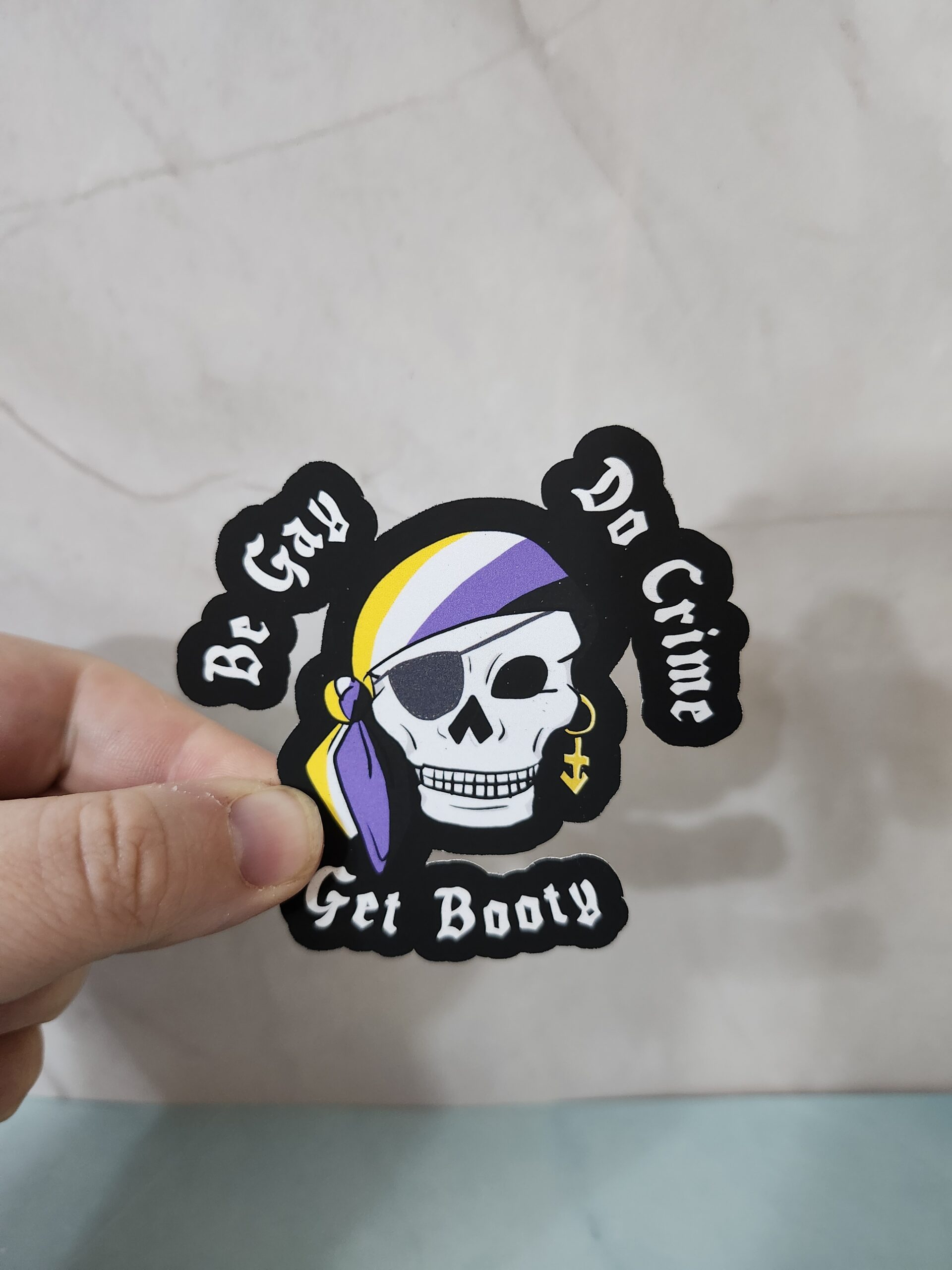 Be Gay, Do Crime, Get Booty Pride Pirate Vinyl Stickers 3" - Image 4