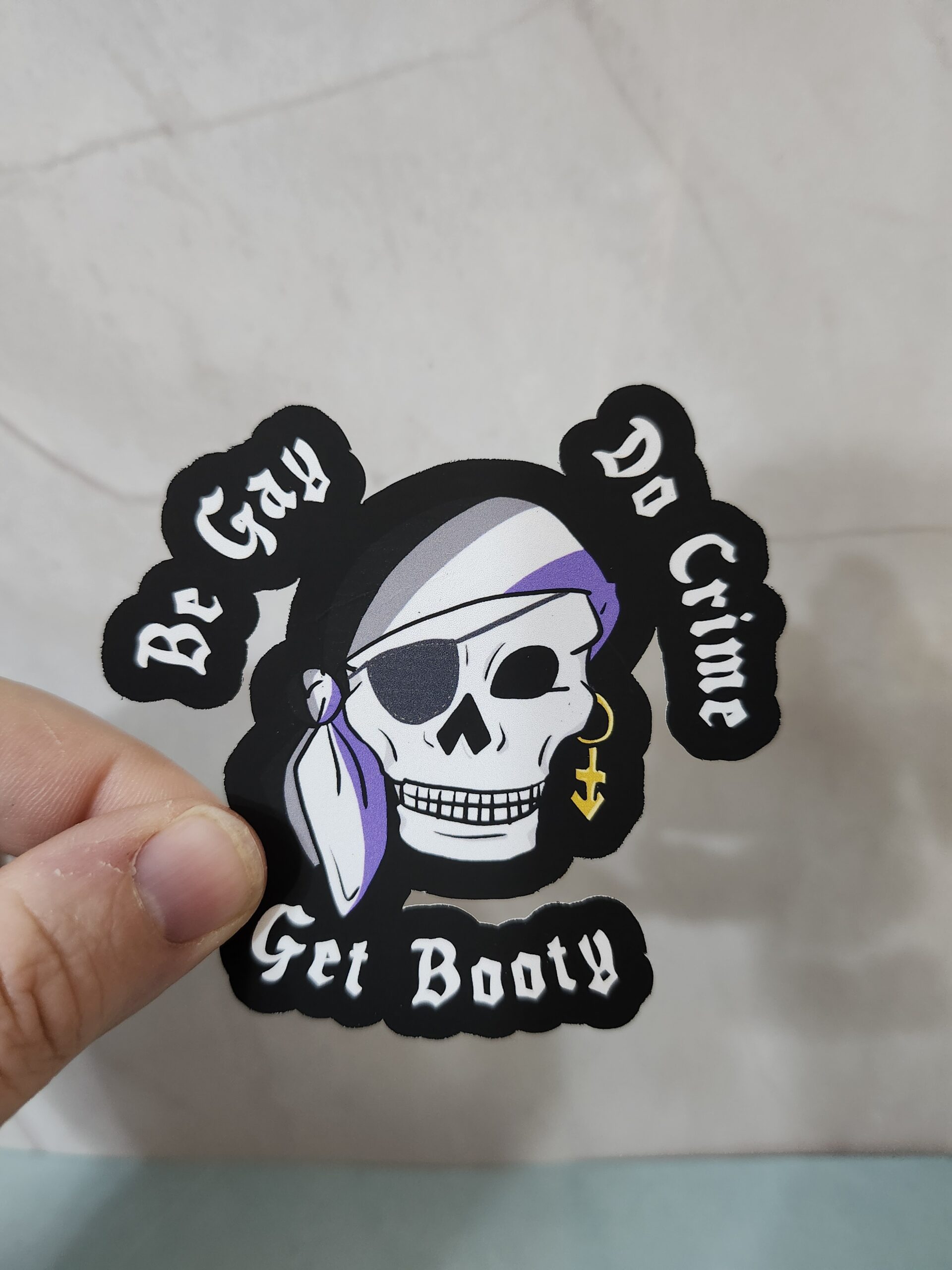 Be Gay, Do Crime, Get Booty Pride Pirate Vinyl Stickers 3" - Image 3