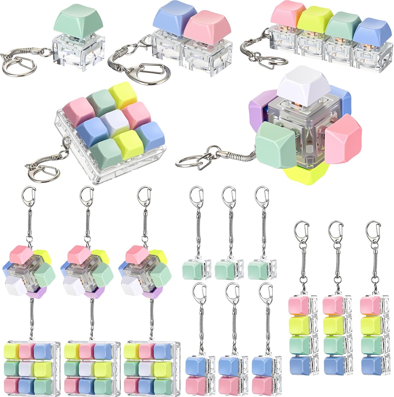 Keyboard Fidget Keychain Clicker Multiple Shapes - Image 2
