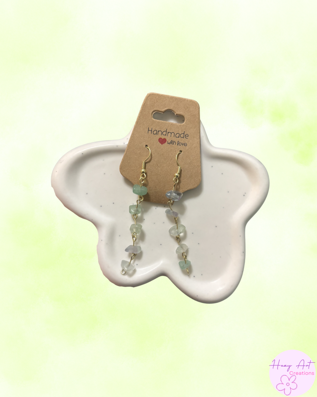 Green Calcite Crystal Earrings