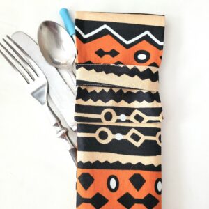Fabric Travel Cutlery Holder – Reusable & Eco-Friendly - African Print