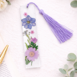 Floral Resin Bookmark - purple