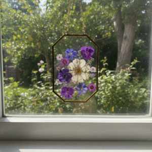Real Pressed Flowers in Glass Frame Window Decor