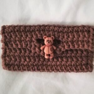 Gift Card Multi-Purpose Holder - Brown with Tan Teddy Bear Button