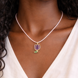 Tulip Pendant Necklace -resin purple