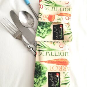 Fabric Travel Cutlery Holder – Reusable & Eco-Friendly - Garden Veggies