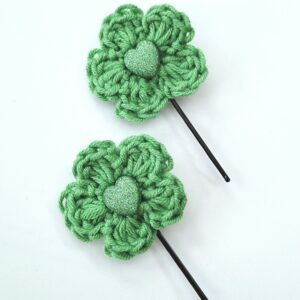 Hair Pin, Crochet Flower Hair Pin Set - Green Hearts