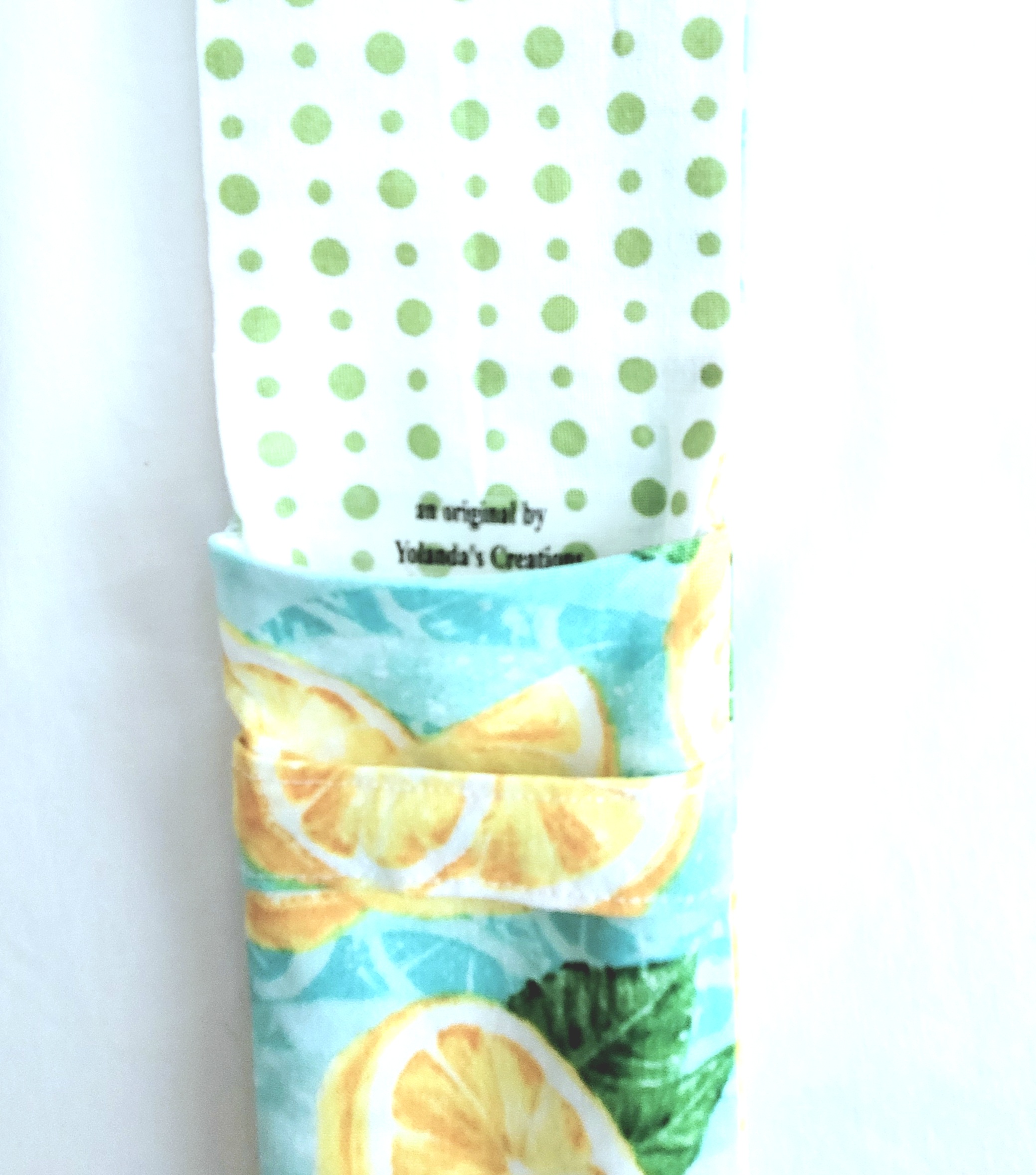 Fabric Travel Cutlery Holder – Reusable & Eco-Friendly - Lemons - Image 5
