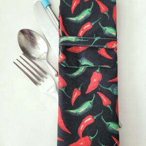 Fabric Travel Cutlery Holder – Reusable & Eco-Friendly - Peppers