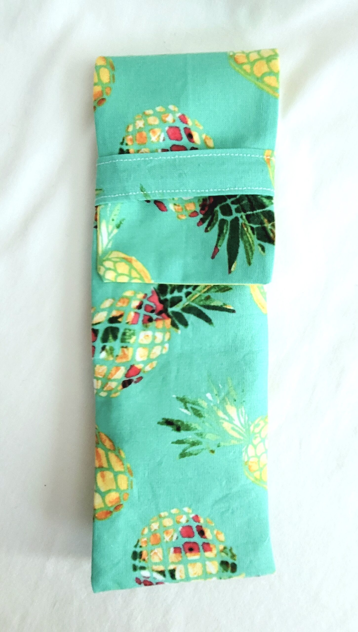 Fabric Travel Cutlery Holder – Reusable & Eco-Friendly - Pineapples - Image 3